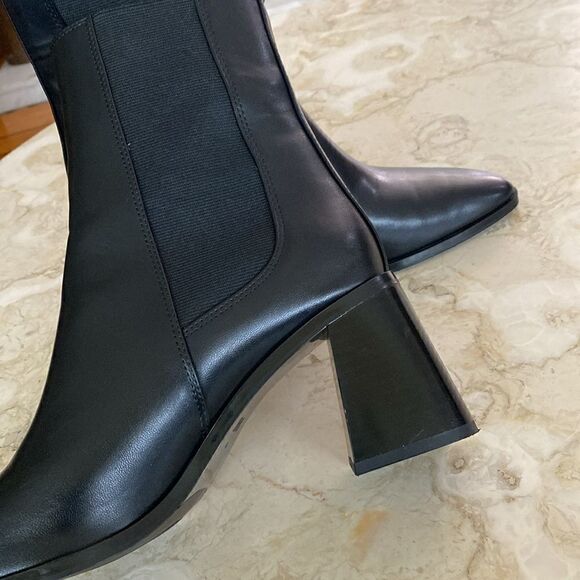 Zara Vegan Leather Ankle Boots Pointed Toe - Picture 8 of 13